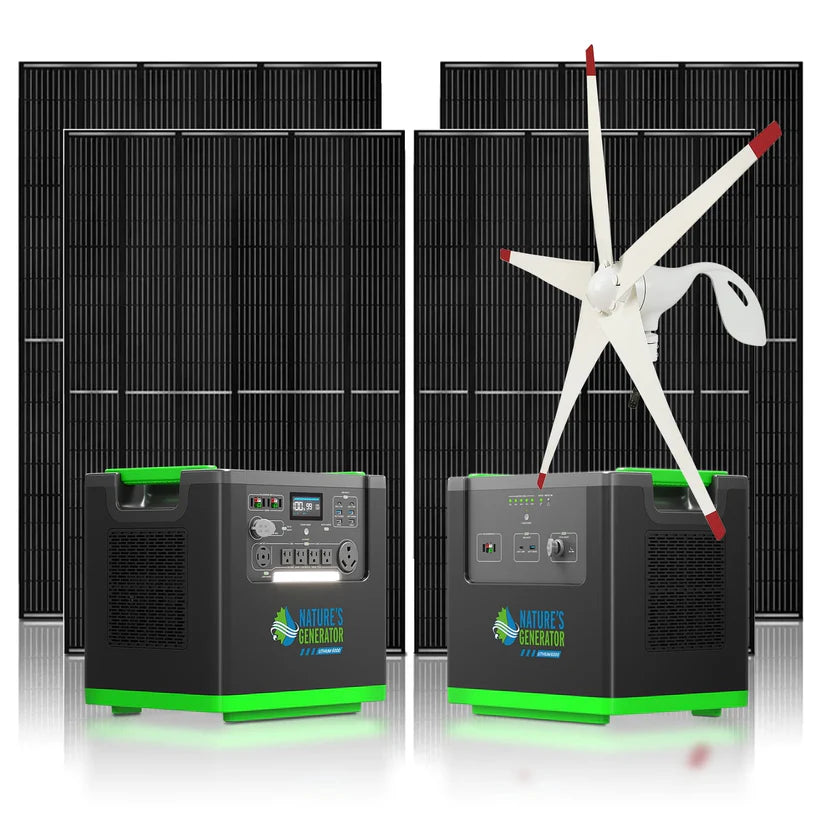 Nature's Generator Lithium 6000 + Power Pod with 4x 410 Rigid Solar Panels and Wind Turbine (Copy)