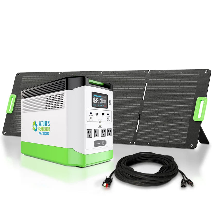 Nature's Generator High Capacity Lithium 1800 Solar Generator + 200W Folding Panel