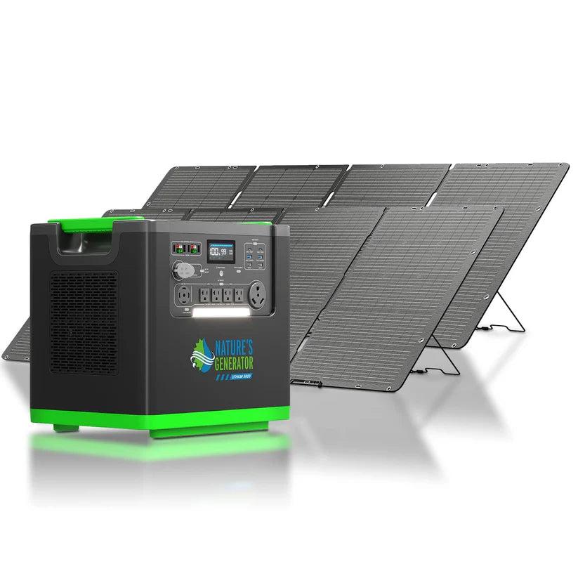 Nature's Generator Lithium 6000 with 2x 400W Folding Solar Panel